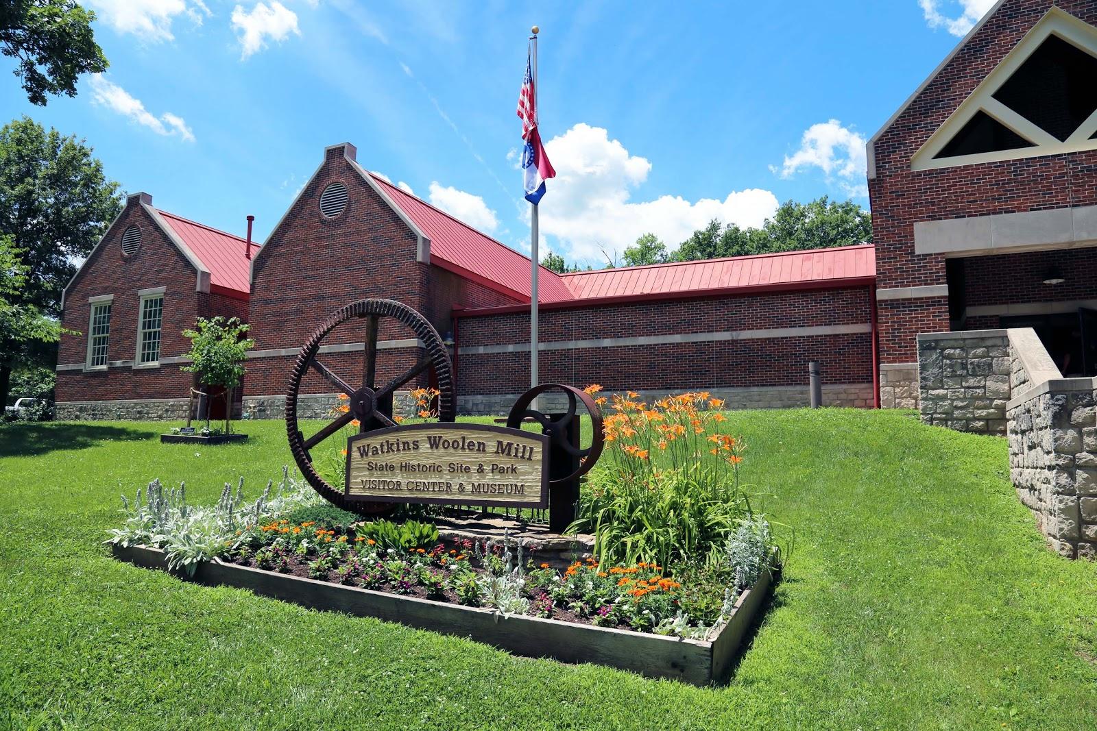 The visitor center and museum at Watkins Woolen Mill State Historic Site and Park