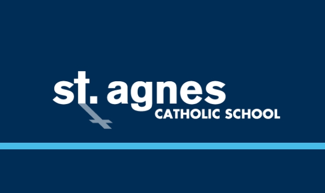 St. Agnes Catholic School logo on a navy blue background.