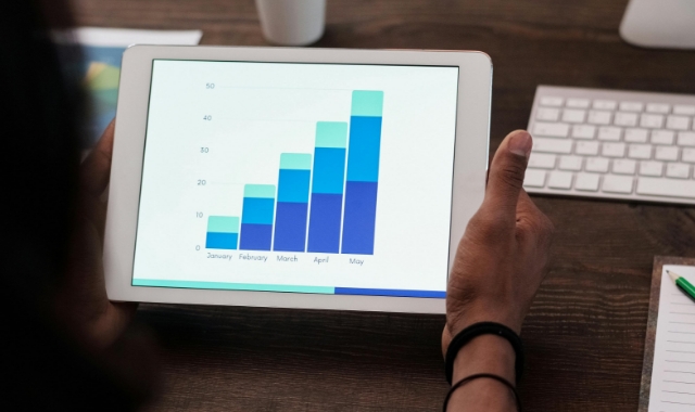Image of bar charts on an iPad.